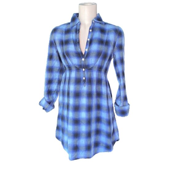 PINK Victoria's Secret Dresses & Skirts - PINK by Victoria Secret Blue Plaid Popover Shirt Dress